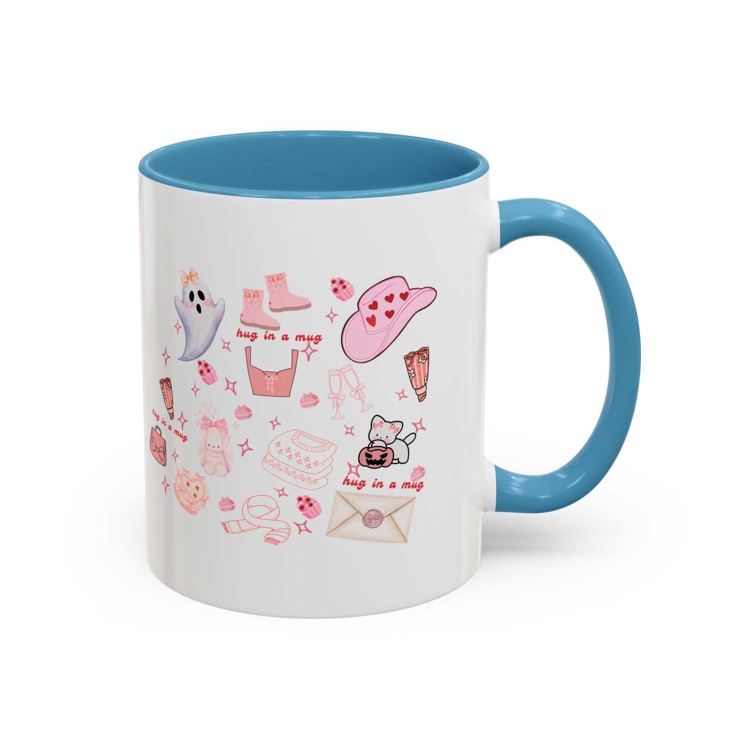 Hug in a Mug, Cozy and Girly Design, 11oz & 15oz, Multiple Colors