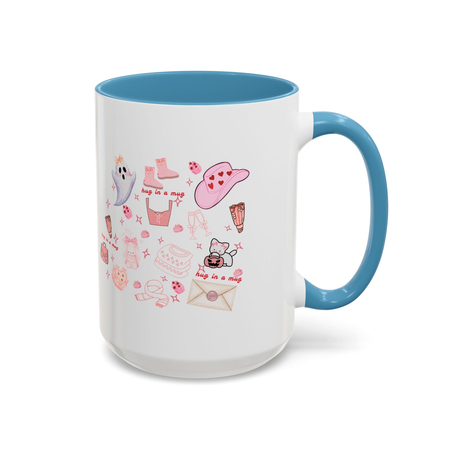 Hug in a Mug, Cozy and Girly Design, 11oz & 15oz, Multiple Colors