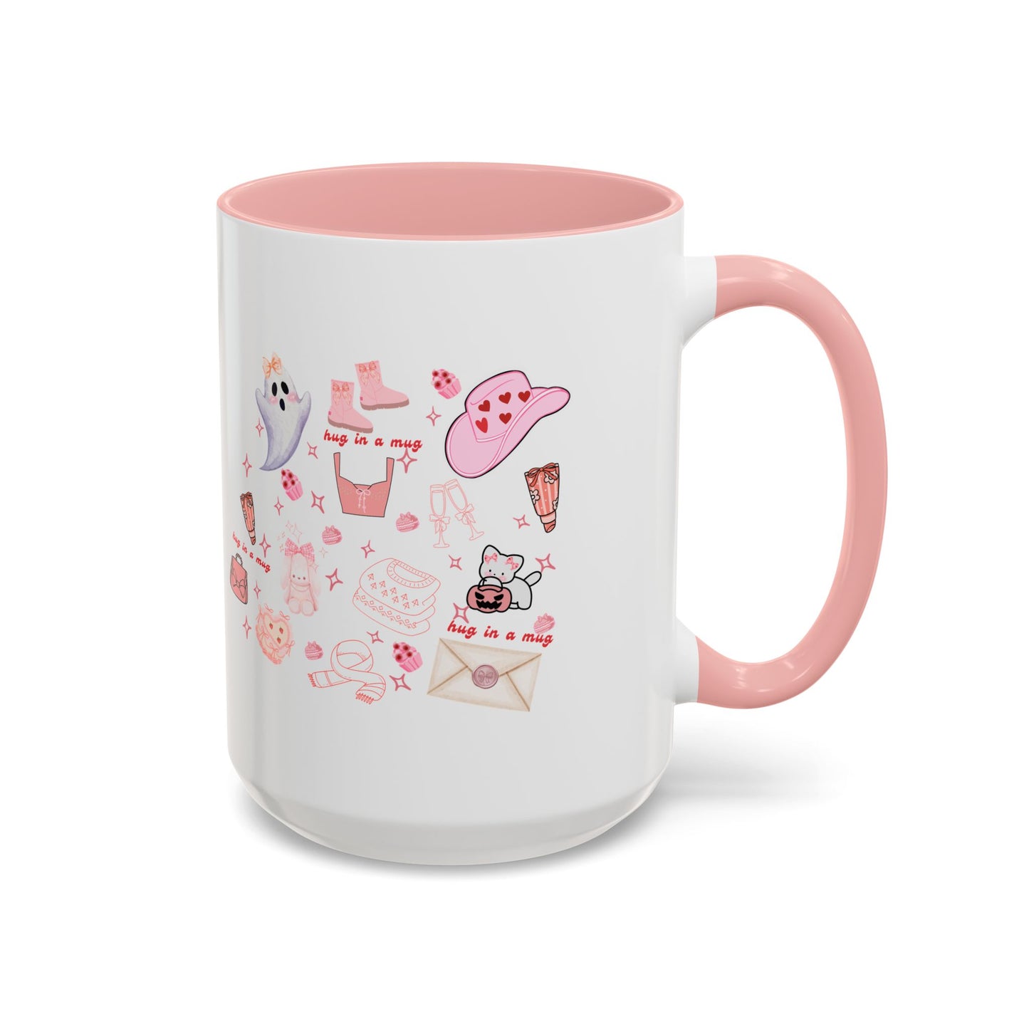 Hug in a Mug, Cozy and Girly Design, 11oz & 15oz, Multiple Colors