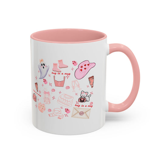 Hug in a Mug, Cozy and Girly Design, 11oz & 15oz, Multiple Colors