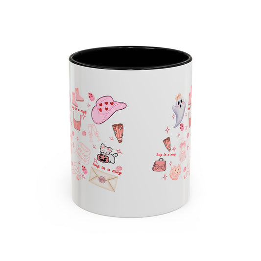 Hug in a Mug, Cozy and Girly Design, 11oz & 15oz, Multiple Colors