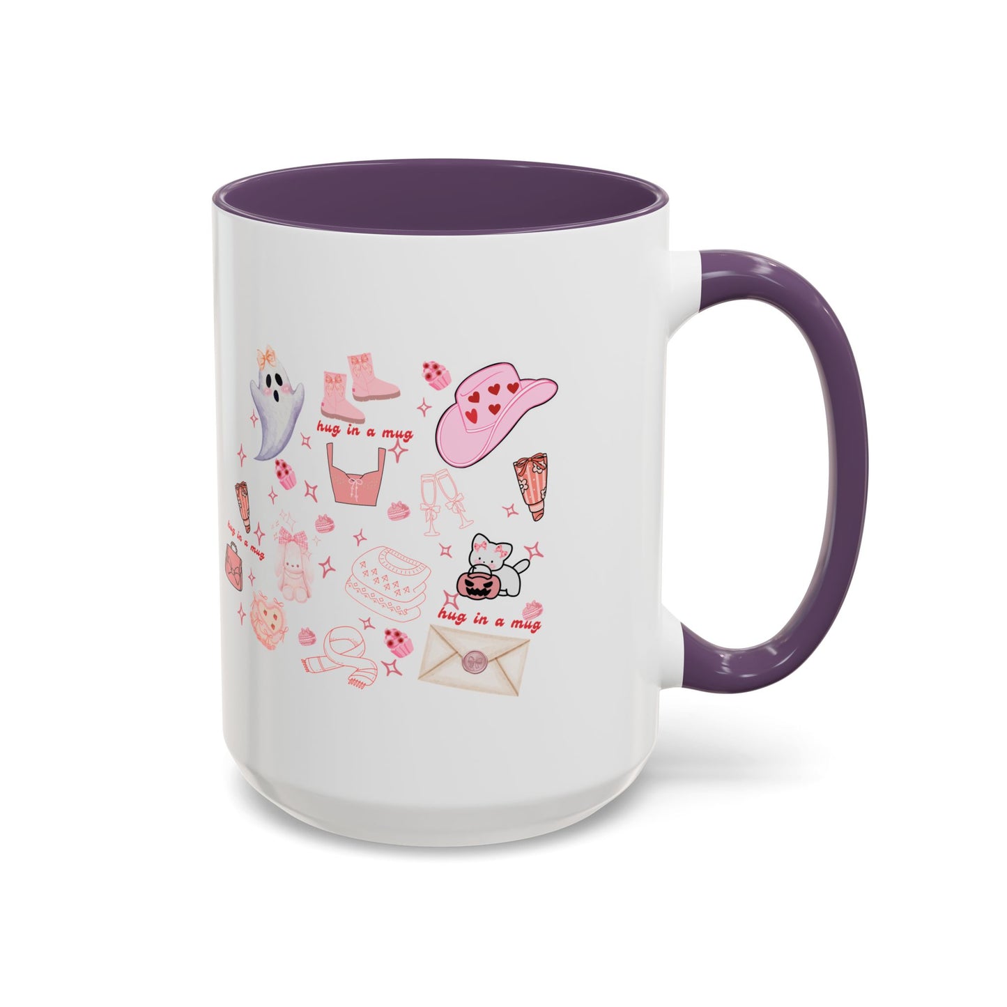 Hug in a Mug, Cozy and Girly Design, 11oz & 15oz, Multiple Colors